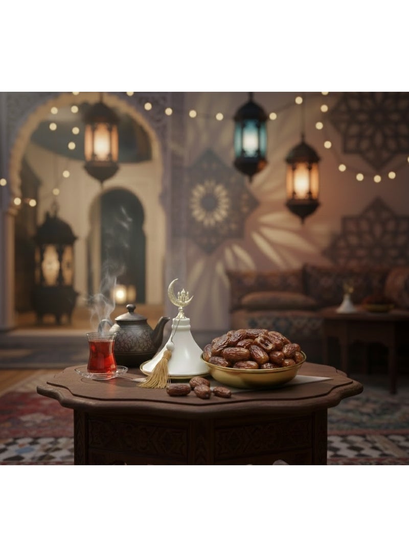 وعاء ضيافة "التاج الذهبي" – تصميم مغربي عصري – أبيض وذهبي - Image 3